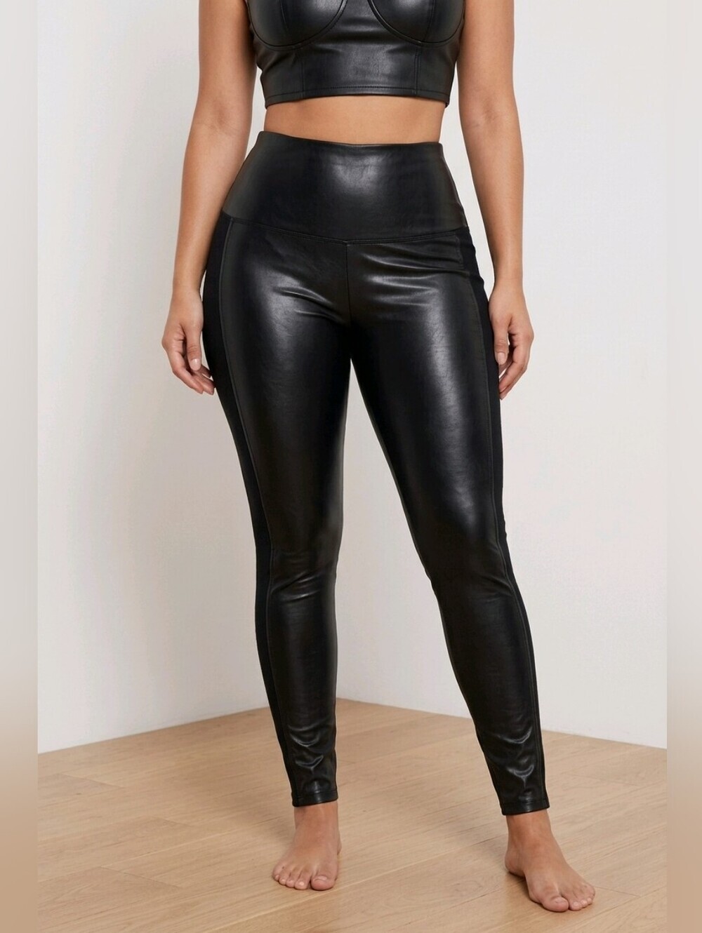 ARITZIA Wilfred Daria 50/50 Vegan Leather High Waist Stretch Cotton Pant Legging